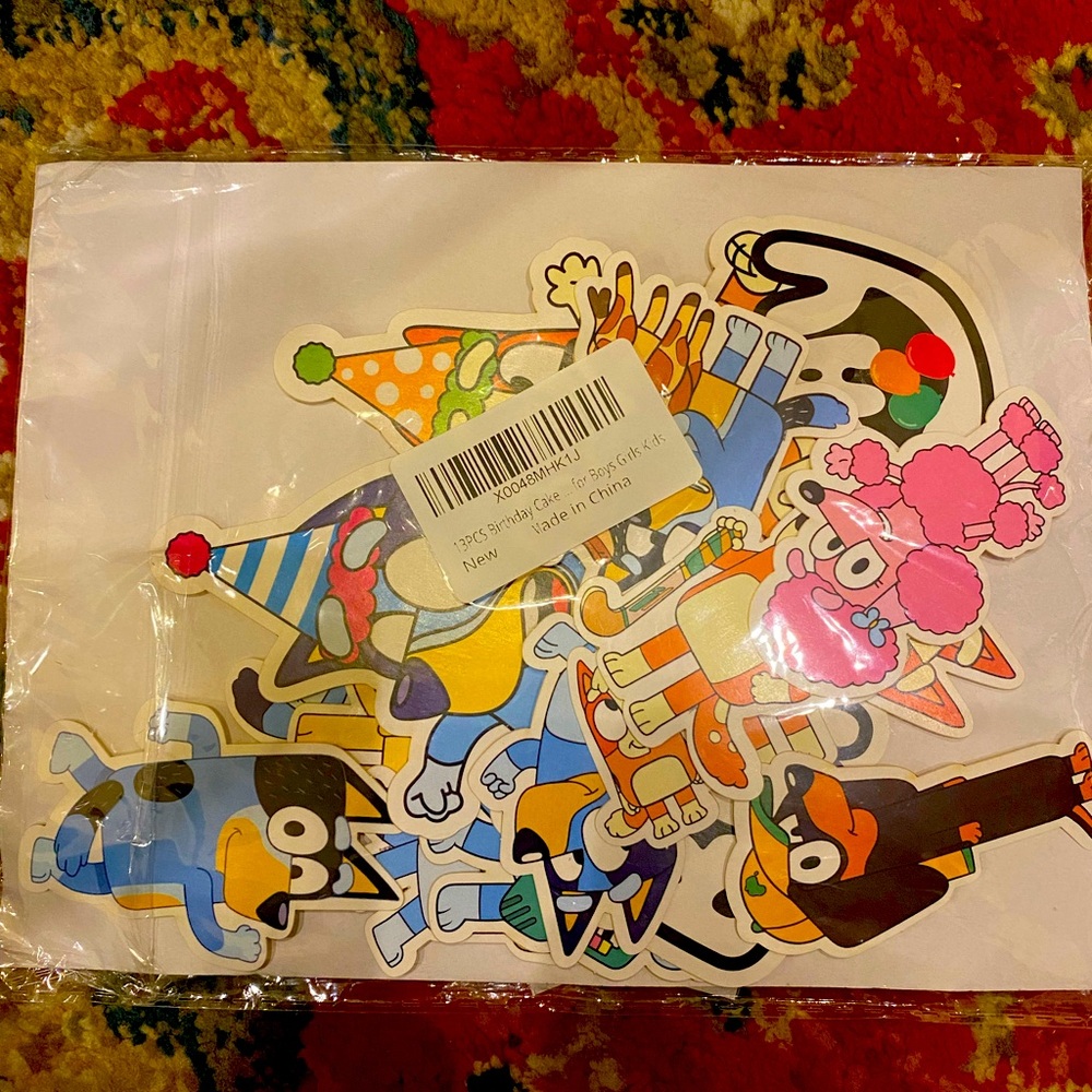 13 pc Bluey CupCake and cake Toppers- dogs, animals, birthday